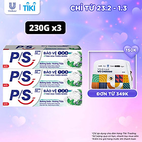 Combo 3 Kem đánh răng P/S Bảo Vệ 123 Baking Soda - Hương Thảo 230g giúp làm trắng răng tự nhiên