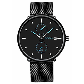 Đồng Hồ Nam Pagini Dây Titanium Mặt Tròn Sang Trọng, Kính Cao Cấp Chống Trầy Xước Siêu Tốt, Hiển Thị Lịch Ngày, Máy Nhật Siêu Bền - Phong Cách Nam Tính - Lịch Lãm - Đẳng Cấp - Thời Thượng