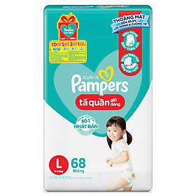 Tã/ Bỉm Quần PAMPERS Giữ Dáng Gói Cực Đại Size L (68 miếng, 9-14kg), Chống Xệ