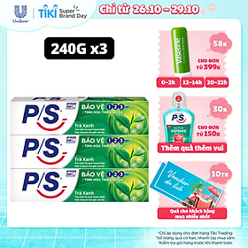 Combo 3 Kem Đánh Răng P S Bảo Vệ 123 Trà Xanh 240g với tinh chất trà xanh