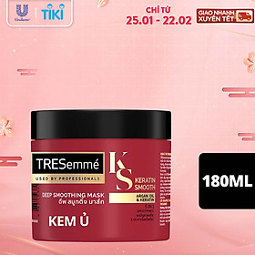 Kem Ủ Tóc TRESEMME Keratin Smooth Cho tóc khô xơ rối Tinh Dầu Argan & Keratin Dưỡng Tóc Vào Nếp Suôn Mượt 180ml