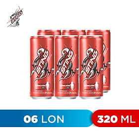 Lốc 6 Lon Nước Tăng Lực Sting Dâu (320ml/Lon)