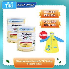 Combo 2 Lon Sản Phẩm Dinh Dưỡng Y Học NUTREN JUNIOR Lon 800g + Tặng Áo Mưa Cho Bé