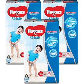 Combo 3 Gói Tã Dán Huggies Dry Gói Cực Đại XXL56 (56 Miếng) - Bao Bì Mới