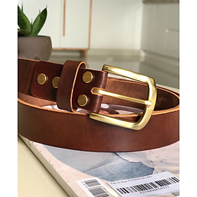 Dây Nịt Nam Dây Lưng Nam Thắt Lưng Nam Một Lớp Nguyên Miếng Da Veg Nhuộm Handmade Phong cách Vintage + Đục Lỗ Cài Tiện Lợi