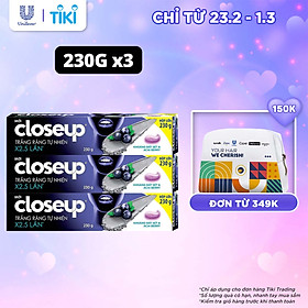 Combo 3 Kem đánh răng dạng Gel Closeup Trắng Răng Tự Nhiên Khoáng Đất Sét & Acai Berry 230g cho răng trắng tự nhiên hơn 2.5 lần