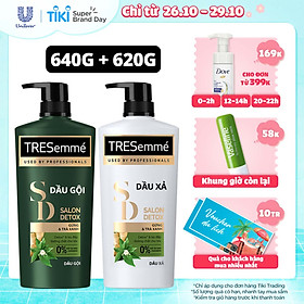 Combo Dầu Gội (640g) Và Dầu Xả (620g) Tresemmé Salon Detox Gừng Và Trà Xanh Detox Tóc Chắc Khỏe
