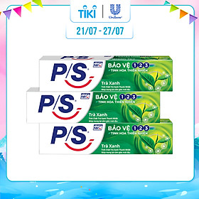 Combo 3 Kem Đánh Răng P/S Bảo Vệ 123 Trà Xanh 240g với tinh chất trà xanh thanh nhiệt giúp mang lại cảm giác mát dịu