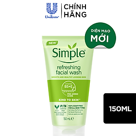 Sữa rửa mặt Simple giúp da sạch thoáng & không chứa xà phòng 150ml [CHÍNH HÃNG ĐỘC QUYỀN]