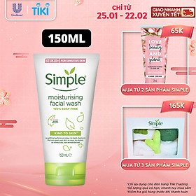 Sữa rửa mặt Simple giúp cấp ẩm cho da khô nhạy cảm & không chứa xà phòng 150ml [CHÍNH HÃNG ĐỘC QUYỀN]