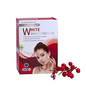 Hình ảnh Viên Uống Trắng Da White Skin Estro Care Chính Hãng Chống Lão Hoá Da Hỗ Trợ Giảm Thâm Nám Tàn Nhang Cấp Dưỡng Ẩm Tăng Nội Tiết Tố Nữ Trắng Da Mặt Body: Tinh Chất Hoa Anh Thảo, Collagen, Vitamin E, Sữa Ong Chúa - Vien Uong Trang Da An Toàn và Hiệu Quả