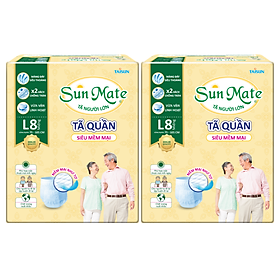 Combo 2 Tã Quần Người Lớn Sunmate Mềm Mại L8 (8 Miếng)