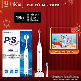 Bàn Chải Điện P/S S100 PRO - Công Nghệ Sóng Âm, Chải Sạch Mảng Bám Tới 10X - Trắng Sáng