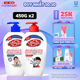 Combo 2 Nước rửa tay sạch khuẩn Lifebuoy Bạc Bảo Vệ và Sữa Dưỡng Ẩm Chai 450G