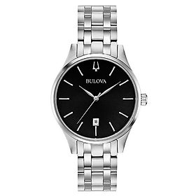 Đồng Hồ Nam Kính Cường Lực Dây Kim Loại BULOVA 96M150 - Mặt Đen (36mm)