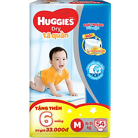 Tã Quần Huggies Dry Gói Đại M54 (54 Miếng) - Bao Bì Mới