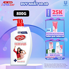Sữa Tắm Lifebuoy Sạch Khuẩn Bảo Vệ Khỏi 99.9% Vi Khuẩn Chứa Ion Bạc+ Hỗ Trợ Cùng Đề Kháng Da Tự Nhiên Chai 800G
