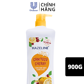 SỮA TẮM DƯỠNG THỂ THIÊN NHIÊN TRẮNG SÁNG DA TẨY TẾ BÀO CHẾT SẠCH SÂU HAZELINE CAM YUZU CHERRY 900G