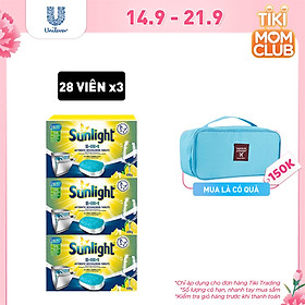 Combo 3 Hộp Viên Rửa Chén Bát Sunlight 5 trong 1 Dành Cho Máy Rửa Chén Bát (28 viên/hộp)