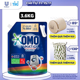 Nước giặt OMO Matic chuyên dụng Cửa Trước Bền Màu với tinh chất Lựu Tre 3.6 kg