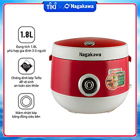 Nồi cơm điện Nagakawa NAG0101 (1.8 Lít) - Màu Đỏ