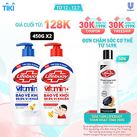 Combo 2 Nước rửa tay sạch khuẩn Lifebuoy Bạc Bảo Vệ và Sữa Dưỡng Ẩm Chai 450G