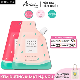 Bộ sản phẩm Kem dưỡng (25ml) & mặt nạ ngủ (25ml) ARIUL chiết xuất dưa hấu da ẩm căng mướt