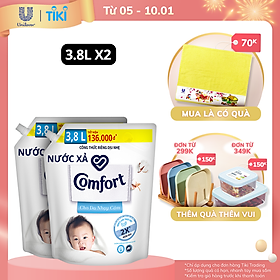 Combo 2 túi nước xả vải em bé Comfort cho da nhạy cảm với công thức riêng