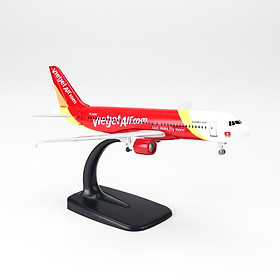 Mô hình máy bay A320 Vietjet Airlines (20cm) (Trắng Đỏ Vàng,có bánh )