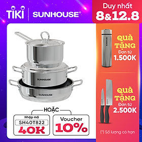 Mua Bộ nồi chảo inox 3 món Easy Cook Sunhouse SHG993E - Dùng trên mọi loại bếp - Hàng chính hãng