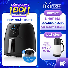 Nồi Chiên Không Dầu Điện Tử Lock&Lock EJF296BLK (7.2 Lít) - Kèm Chảo Nướng - Hàng Chính Hãng