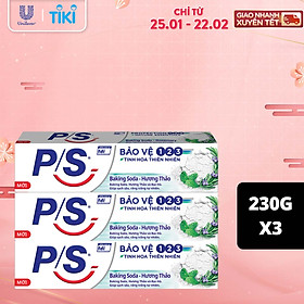 Combo 3 Kem đánh răng P/S Bảo Vệ 123 Baking Soda - Hương Thảo 230g giúp làm trắng răng tự nhiên