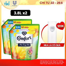 Combo 2 túi Nước xả làm mềm vải Comfort chăm sóc chuyên sâu phơi trong nhà