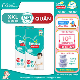 Combo 2 Tã Quần Pampers Giữ Dáng Mới Gói Cực Đại M74/L68/XL62/XXL56 - XXL112