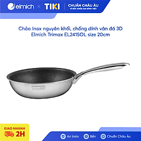 Chảo inox nguyên khối, chống dính vân đá 3D elmich Trimax EL2416OL