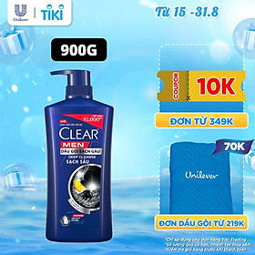 Dầu Gội Đầu Clear Men Deep Cleanse Than Hoạt Tính Đánh Bay Gàu, Ngứa Và Vi Khuẩn Dưỡng Tóc Khỏi Khói Bụi 900G