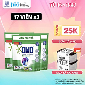 Combo 3 Túi Viên Giặt Quần Áo Omo Cho Máy Giặt Cửa Trước Và Cửa Trên Khử Mùi Công Nghệ Anh Quốc 17 Viên