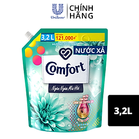 Nước Xả Vải Comfort Giữ Màu & Bền Vải Ngăn Ngừa Mùi Hôi, Một Lần Xả Hương Tươi Mát túi 3.2L