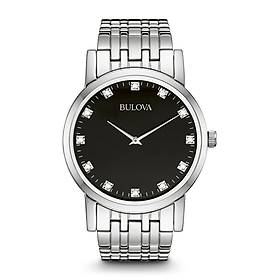 Đồng Hồ Nam Đính Kim Cương Dây Kim Loại BULOVA 96D106 - Mặt Đen (38mm)