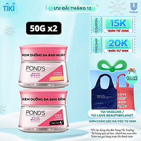 Bộ Đôi Kem Dưỡng Da Ngày Và Đêm Trắng Hồng Rạng Rỡ Pond's White Beauty (50g)