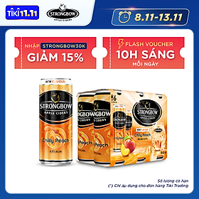 Lốc 6 lon nước táo lên men Strongbow Vị Đào 330ml lon