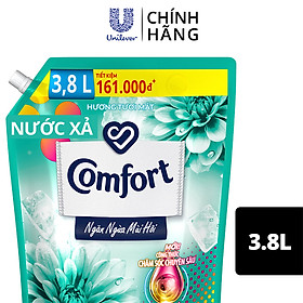 Nước Xả Vải Comfort Giữ Màu & Bền Vải Ngăn Ngừa Mùi Hôi, Một Lần Xả Hương Tươi Mát túi 3.8L