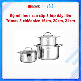 Mua Bộ nồi inox cao cấp 3 lớp đáy liền Trimax 3 chiếc size 16cm  20cm  24cm