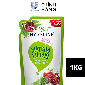 TÚI SỮA TẮM DƯỠNG THỂ THIÊN NHIÊN TRẮNG SÁNG DA HAZELINE MATCHA LỰU ĐỎ SÁNG MỊN RẠNG NGỜI 1KG