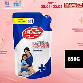 Sữa tắm Lifebuoy 850g Chăm sóc da dưỡng ẩm mềm mịn giúp bảo vệ khỏi 99.9% vi khuẩn và ngăn ngừa vi khuẩn lây lan trên da