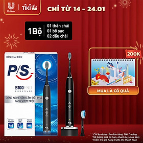 Bàn Chải Điện P/S S100 PRO - Công Nghệ Sóng Âm, Chải Sạch Mảng Bám Tới 10X - Đen Nhám