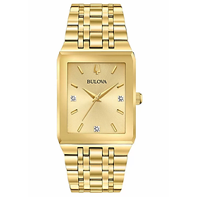 Đồng Hồ Nam Đính Kim Cương Dây Kim Loại BULOVA 97D120 - Mặt Vàng (30x45mm)