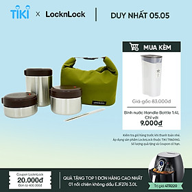 Bộ 3 Hộp Cơm Giữ Nhiệt Lock&Lock Mushroom LHC8025SLV - Bạc