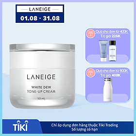 Bộ Kem dưỡng nâng tông da trắng hồng tự nhiên Laneige White Dew Tone Up Cream 50ml + tặng Bộ dưỡng trắng làm sáng da White Dew Trial Kit