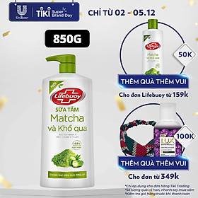 Sữa tắm detox Lifebuoy Matcha & Khổ qua 850g chiết xuất từ thiên nhiên giúp ngừa mụn cơ thể và sạch sâu khỏi bụi mịn